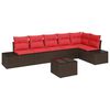 vidaXL Conjunto de sof&aacute; de jard&iacute;n 7 uds. Marr&oacute;n rat&aacute;n sint&eacute;tico