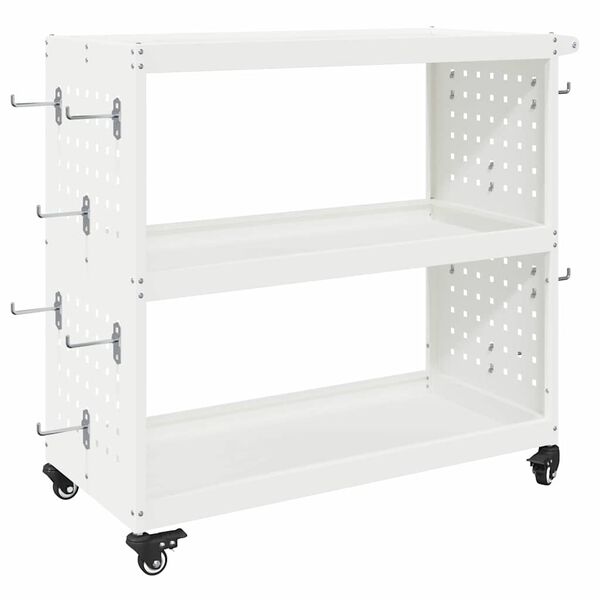 vidaXL Carro de herramientas con estante Manual Blanco 75 x 35 x 73 cm