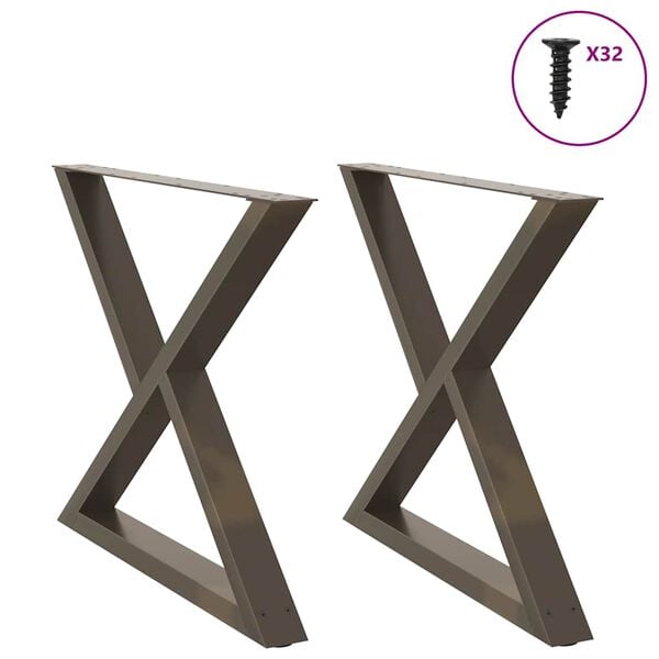 vidaXL Patas para mesa de comedor (2 unidades, acero natural, 90 x 72-73,3 cm)