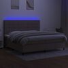 vidaXL Cama box spring colch&oacute;n y luces LED tela gris taupe 200x200 cm