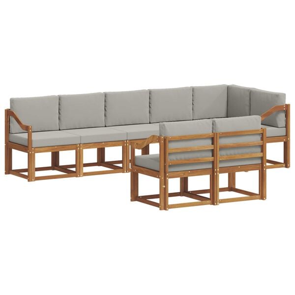 vidaXL Conjunto de sof&aacute;s de exterior 8 pcs Gris Natural y Claro