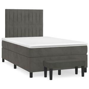 vidaXL Cama box spring con colch&oacute;n terciopelo gris oscuro 120x200 cm