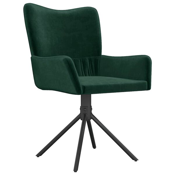vidaXL Sillas de comedor giratorias 2 unidades terciopelo verde oscuro