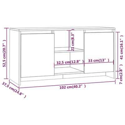 vidaXL Mueble de TV madera de ingeniería roble ahumado 102x37,5x52,5cm
