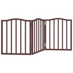 vidaXL Puerta para perros plegable 3 paneles &aacute;lamo marr&oacute;n roble 150 cm