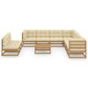 vidaXL Set de muebles de jard&iacute;n 10 pzs cojines madera pino marr&oacute;n miel