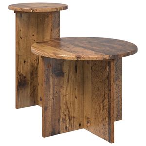 vidaXL Conjunto de mesas auxiliares 2 pcs Madera envejecida