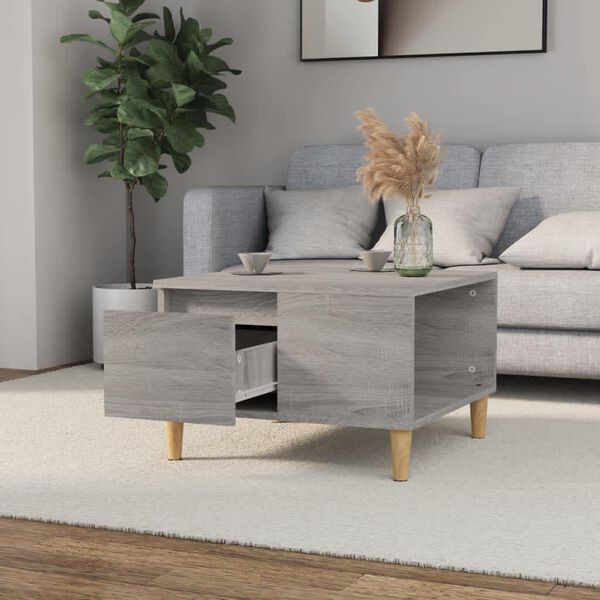 vidaXL Mesa de centro madera contrachapada gris Sonoma 55x55x36,5 cm