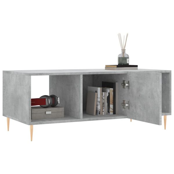 vidaXL Mesa de centro madera contrachapada gris hormig&oacute;n 102x50x40 cm