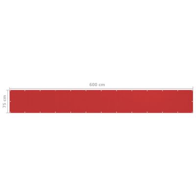 vidaXL Toldo para balcón HDPE rojo 75x600 cm
