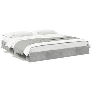 vidaXL Cama con cajones madera ingenier&iacute;a gris hormig&oacute;n 180x200 cm