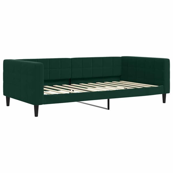 vidaXL Sof&aacute; cama nido con cajones terciopelo verde oscuro 100x200 cm