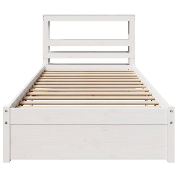 vidaXL Estructura de cama con cabecero madera pino blanco 75x190 cm