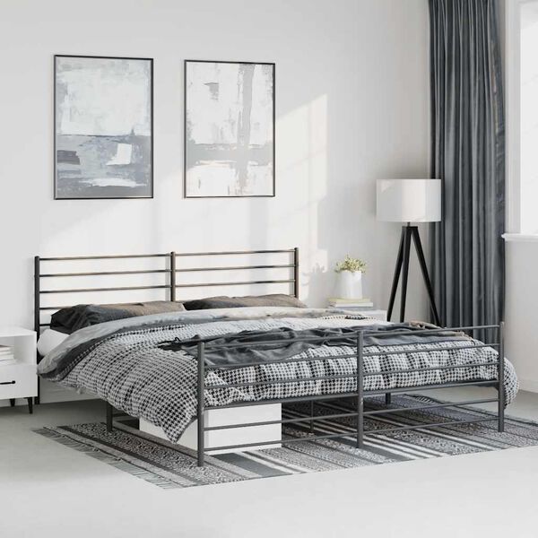 vidaXL Estructura cama sin colchón con estribo metal negro 183x213 cm