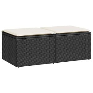 vidaXL Set sof&aacute;s jard&iacute;n y cojines 2 pzas rat&aacute;n sint&eacute;tico acacia negro