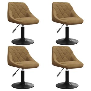 vidaXL Sillas de comedor giratorias 4 unidades terciopelo marr&oacute;n