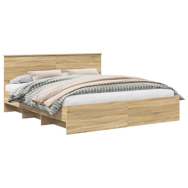 vidaXL Estructura de cama con cabecera Roble Sonoma 180 x 200 cm