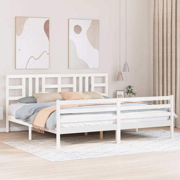vidaXL Estructura de cama con cabecero madera maciza blanco 200x200 cm