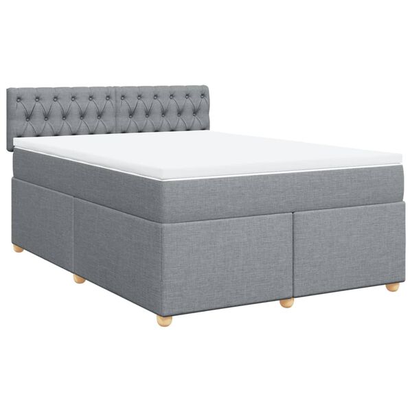 vidaXL Cama box spring con colch&oacute;n tela gris claro 140x190 cm