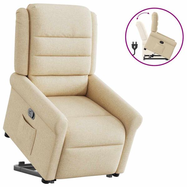 vidaXL Sill&oacute;n reclinable elevable de tela color crema