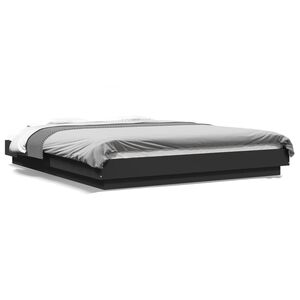 vidaXL Estructura cama con luces LED madera ingenier&iacute;a negro 150x200cm