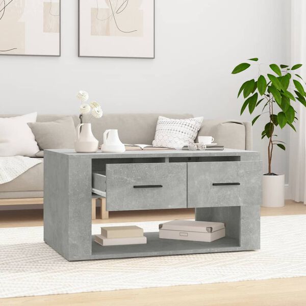 vidaXL Mesa de centro madera contrachapada gris hormigón 80x50x40 cm