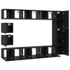vidaXL Conjunto de mueble de TV Montaje en la pared 10 pcs Roble Negro