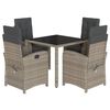 vidaXL Set comedor de jard&iacute;n 5 piezas con cojines rat&aacute;n sint&eacute;tico gris