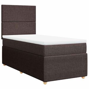 vidaXL Cama box spring con colch&oacute;n tela marr&oacute;n oscuro 80x200 cm