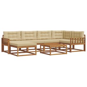 vidaXL Conjunto de sof&aacute;s de exterior con coj&iacute;n 7 pcs Natural y Beige