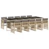 vidaXL Set comedor de jard&iacute;n 11 pzas con cojines rat&aacute;n sint&eacute;tico beige