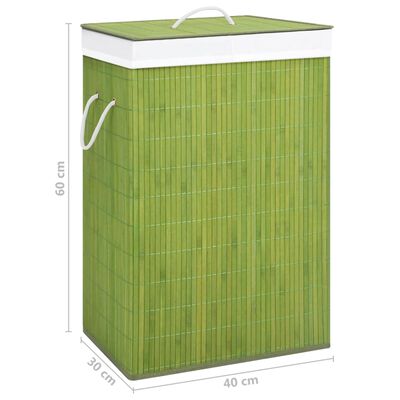 vidaXL Cesto de la ropa sucia de bambú 2 secciones verde 72 l