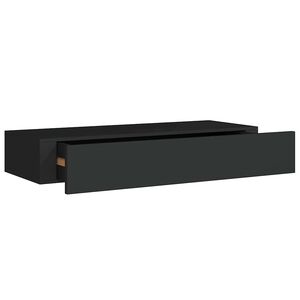 vidaXL Estante con cajón de pared MDF negro 60x23,5x10 cm