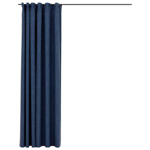 vidaXL Cortina opaca con ganchos look de lino azul 290x245 cm