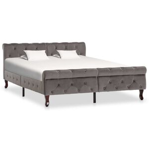 vidaXL Estructura de cama sin colch&oacute;n terciopelo gris 140x200 cm