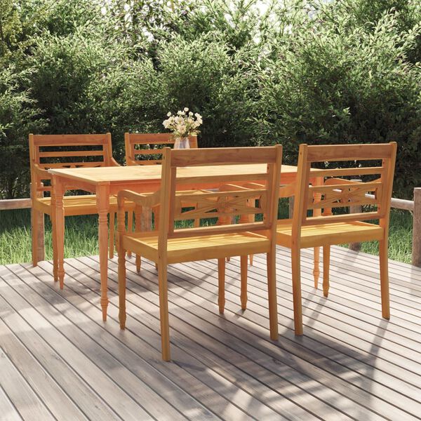 vidaXL Juego de comedor para jard&iacute;n 5 piezas madera maciza de teca