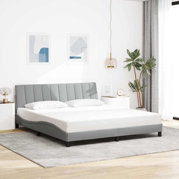 vidaXL Estructura de cama sin colch&oacute;n Hanko tela gris claro 180x200 cm