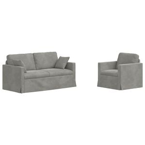vidaXL Juego de Sof&aacute; 2 pcs Gris Claro 158 x 78 x 80 cm Terciopelo