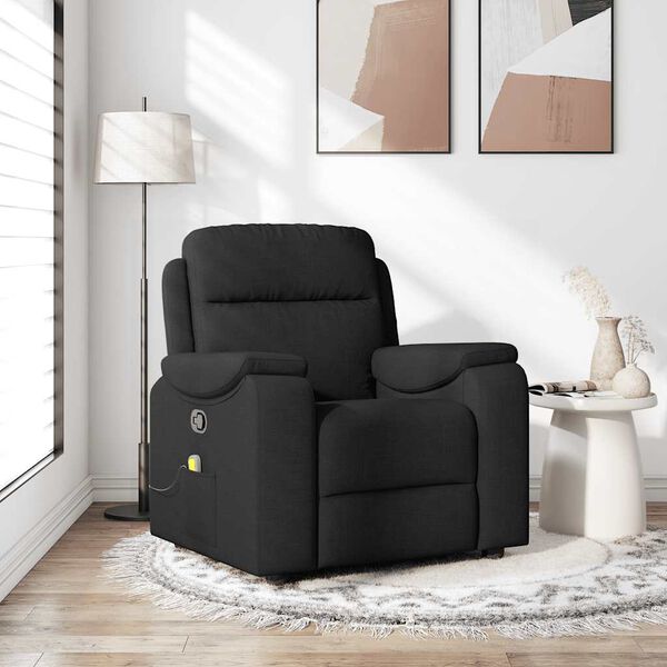 vidaXL Sill&oacute;n reclinable de masaje de tela negro