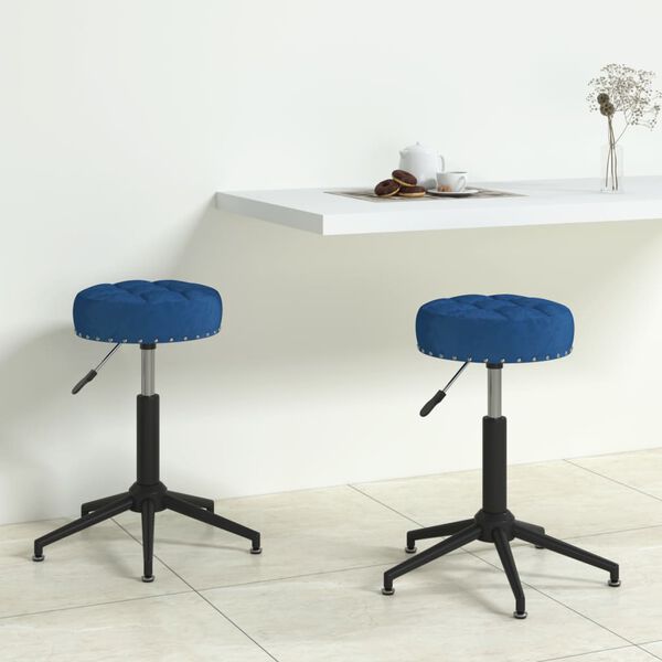vidaXL Sillas de comedor giratorias 2 unidades terciopelo azul