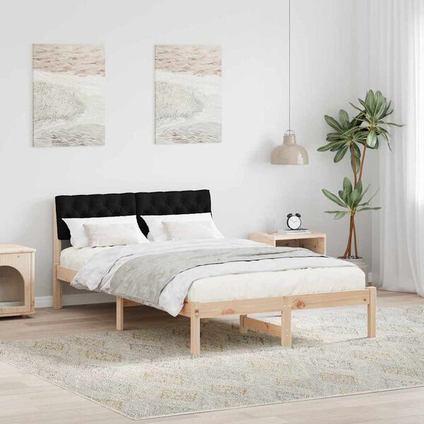 vidaXL Estructura de cama con cabecera Marrón y negro 120 x 190 cm