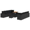 vidaXL Conjunto de sof&aacute; de jard&iacute;n 11 uds. Negro rat&aacute;n sint&eacute;tico