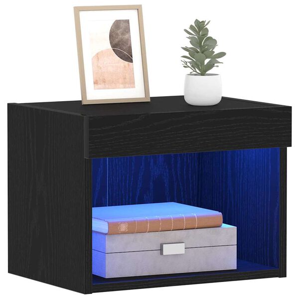 vidaXL Conjunto de mueble de TV con LED Roble Negro 40 x 30 x 30 cm