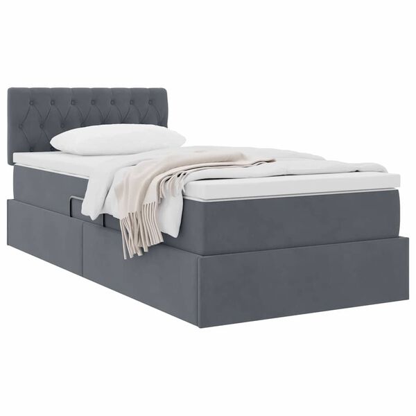 vidaXL Cama con almacenamiento Gris oscuro 90 x 200 cm Terciopelo