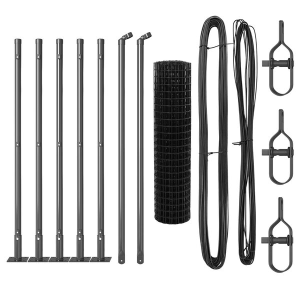 vidaXL Valla con Poste Gris 0,4 x 10 m Acero y PVC