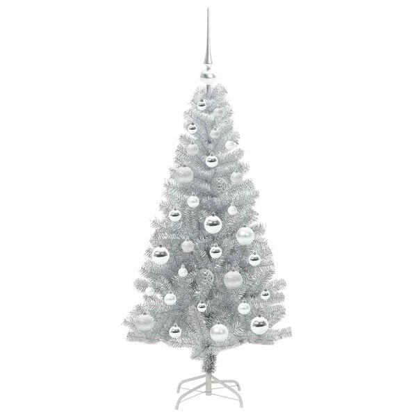 vidaXL &Aacute;rbol de Navidad con 150 LED con soporte Plateado 120 cm PET