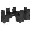 vidaXL Set de comedor de jard&iacute;n 7 pzas y cojines rat&aacute;n sint&eacute;tico negro