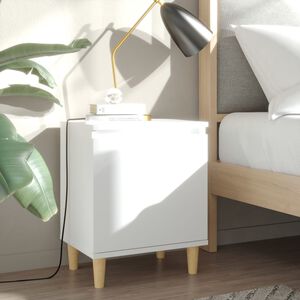 vidaXL Mesita de noche con patas de madera maciza blanco 40x30x50 cm