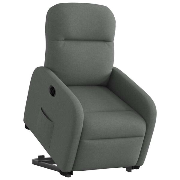vidaXL Sill&oacute;n el&eacute;ctrico reclinable elevable de tela gris oscuro