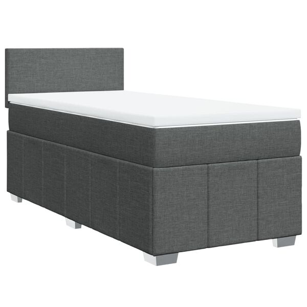 vidaXL Cama box spring con colch&oacute;n tela gris oscuro 90x190 cm